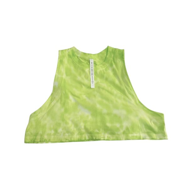 Lululemon NEW All Yours Cropped Cotton Tank Top Eccentric Lime Tie Dye size 10 - Picture 4 of 8